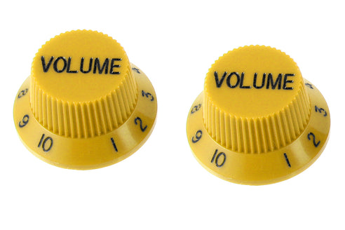 Allparts PK-0154 Set of 2 Plastic Volume Knobs for Stratocaster®, Yellow