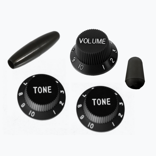 [PK-0178-023] Allparts PK-0178 Complete Knob Set for Stratocaster®, Black