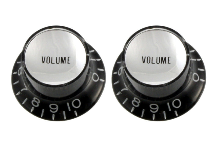 Allparts PK-0184 Set of 2 Volume Reflector Knobs, Black with Silver