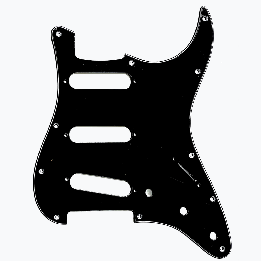 Allparts PG-0552 11-hole Pickguard for Stratocaster®, Black 3-ply (B/W/B) .090