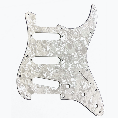 Allparts PG-0552 11-hole Pickguard for Stratocaster®, White Pearloid 4-ply (WP/W/B/W) .100