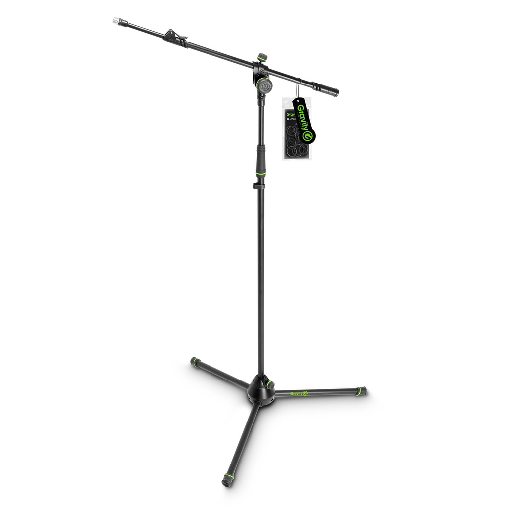 [GR-GMS4322B] Gravity Microphone Stand With Folding Tripod Base And 2-Point Adjustment Telescoping Boom
