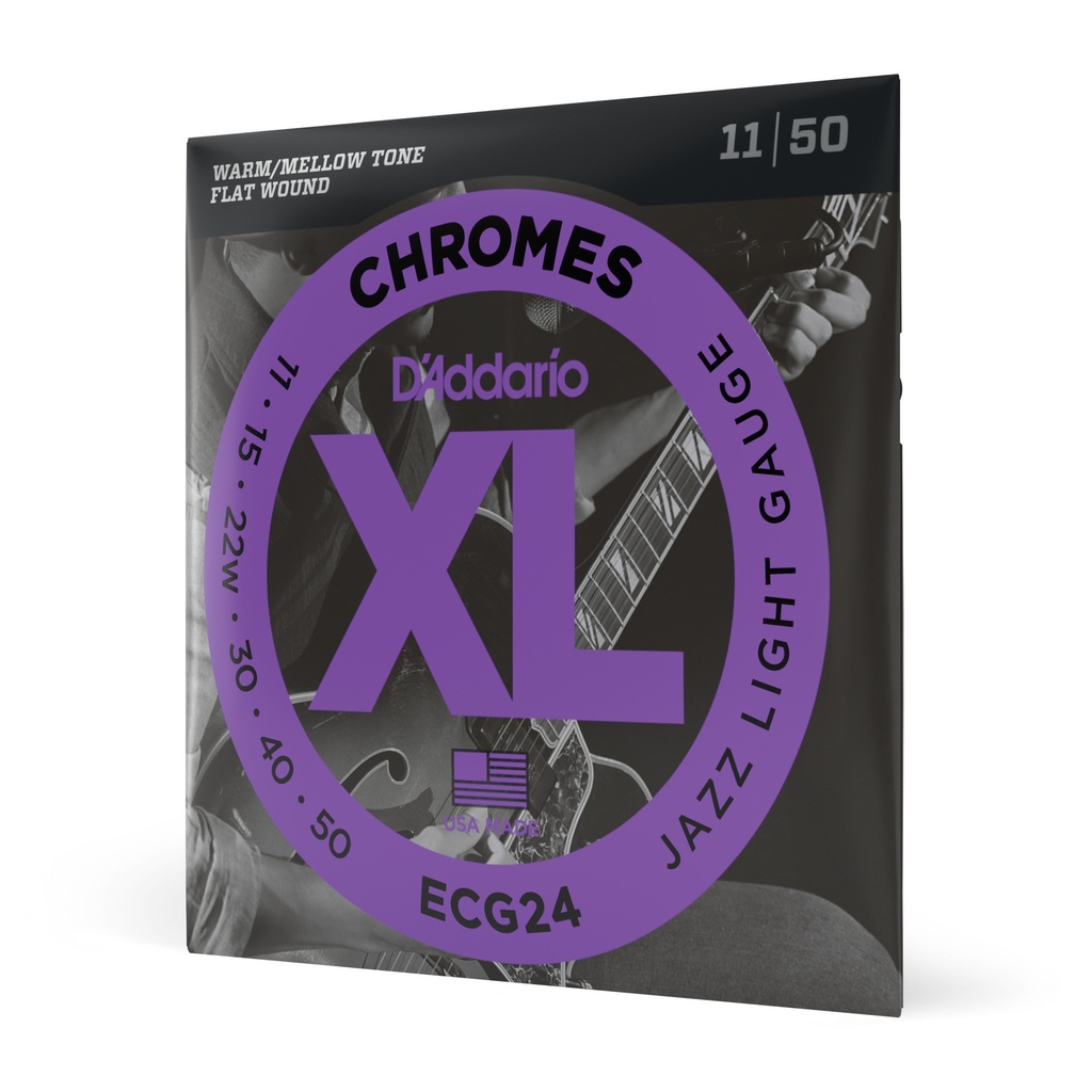 D'Addario 11-50 Jazz Light, XL Chromes Flatwound Electric Guitar Strings