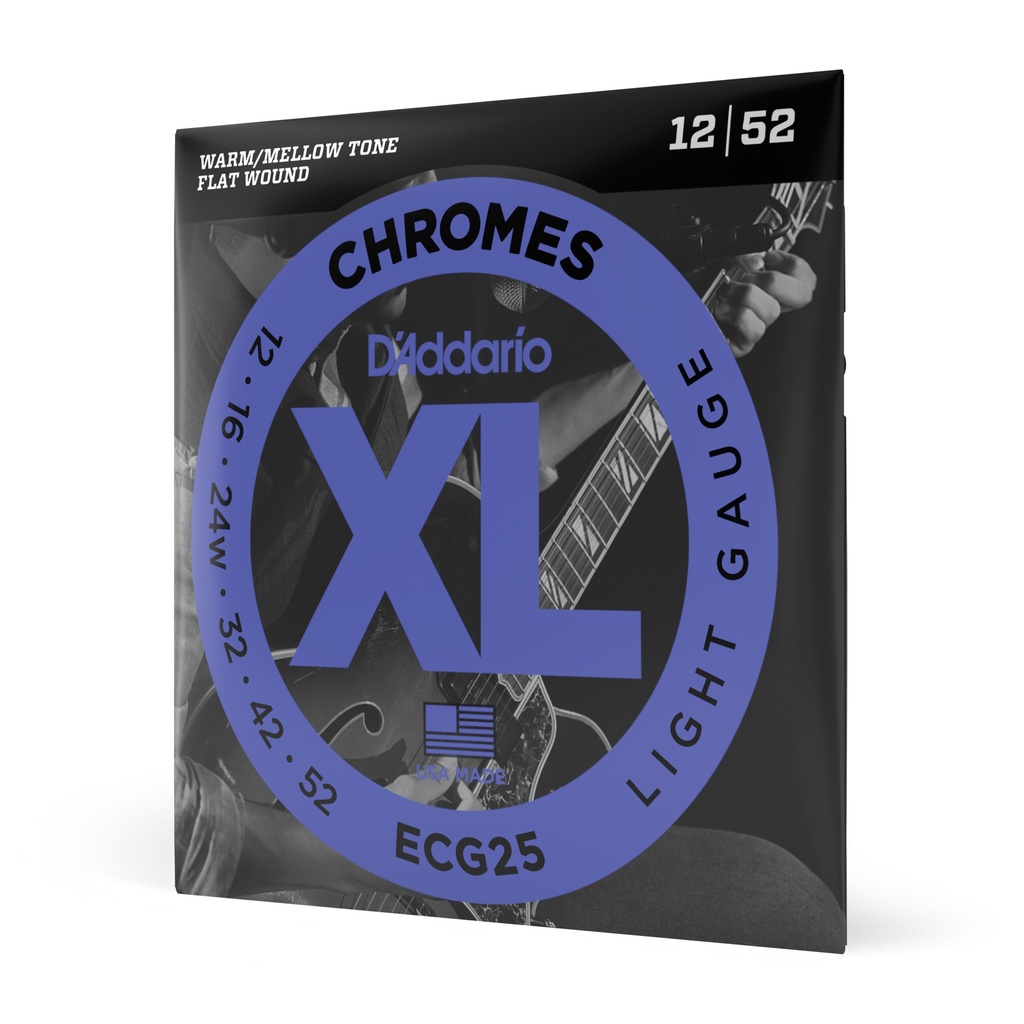 D'Addario 12-52 Light, XL Chromes Flatwound Electric Guitar Strings