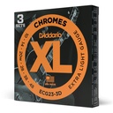 D'Addario 10-48 Extra Light, XL Chromes Flatwound Electric Guitar Strings 3-Pack