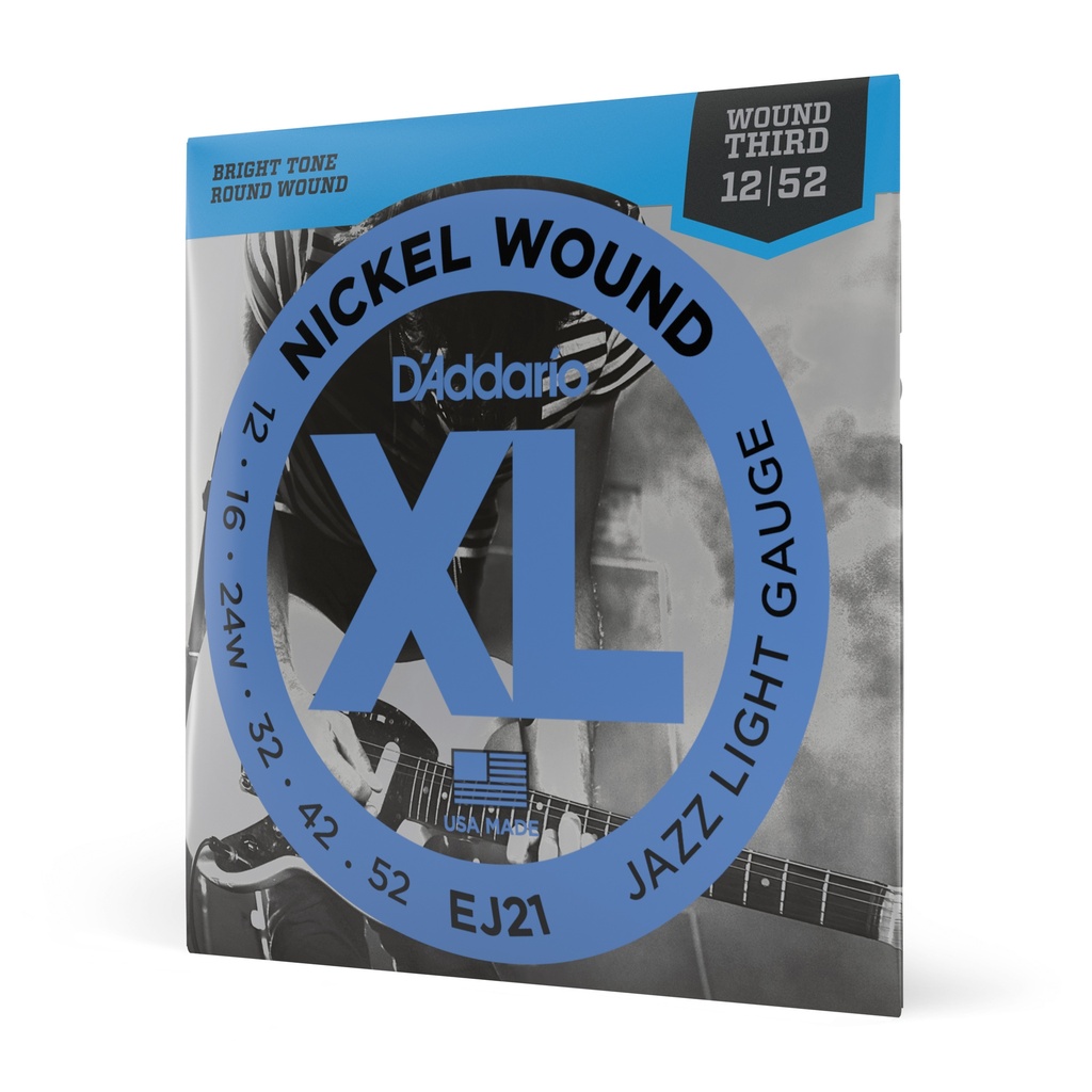 [EJ21] D'Addario 12-52 Jazz Light, XL Nickel Electric Guitar Strings