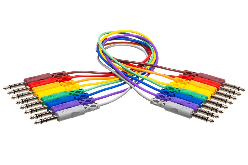 Hosa CSS-890 Balanced Patch Cables, Male 1/4" TRS to Same, 3 ft, 8 Pack