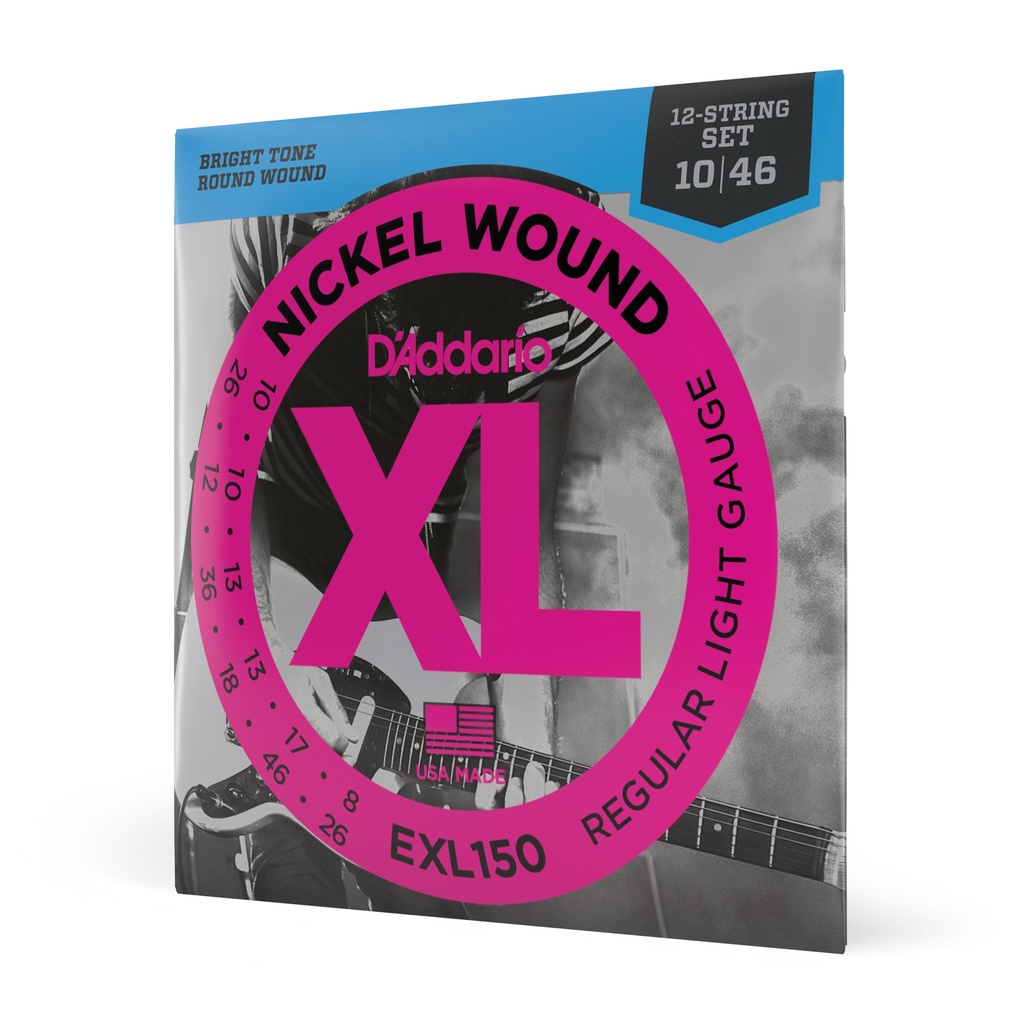 [EXL150] D'Addario EXL150 10-46 Regular Light 12-String, XL Nickel Electric Guitar Strings