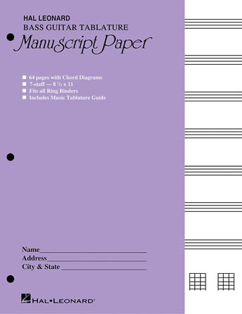 Hal Leonard Bass Guitar Tablature Manuscript Paper