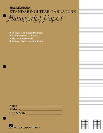 Hal Leonard Standard Guitar Tablature Manuscript Paper