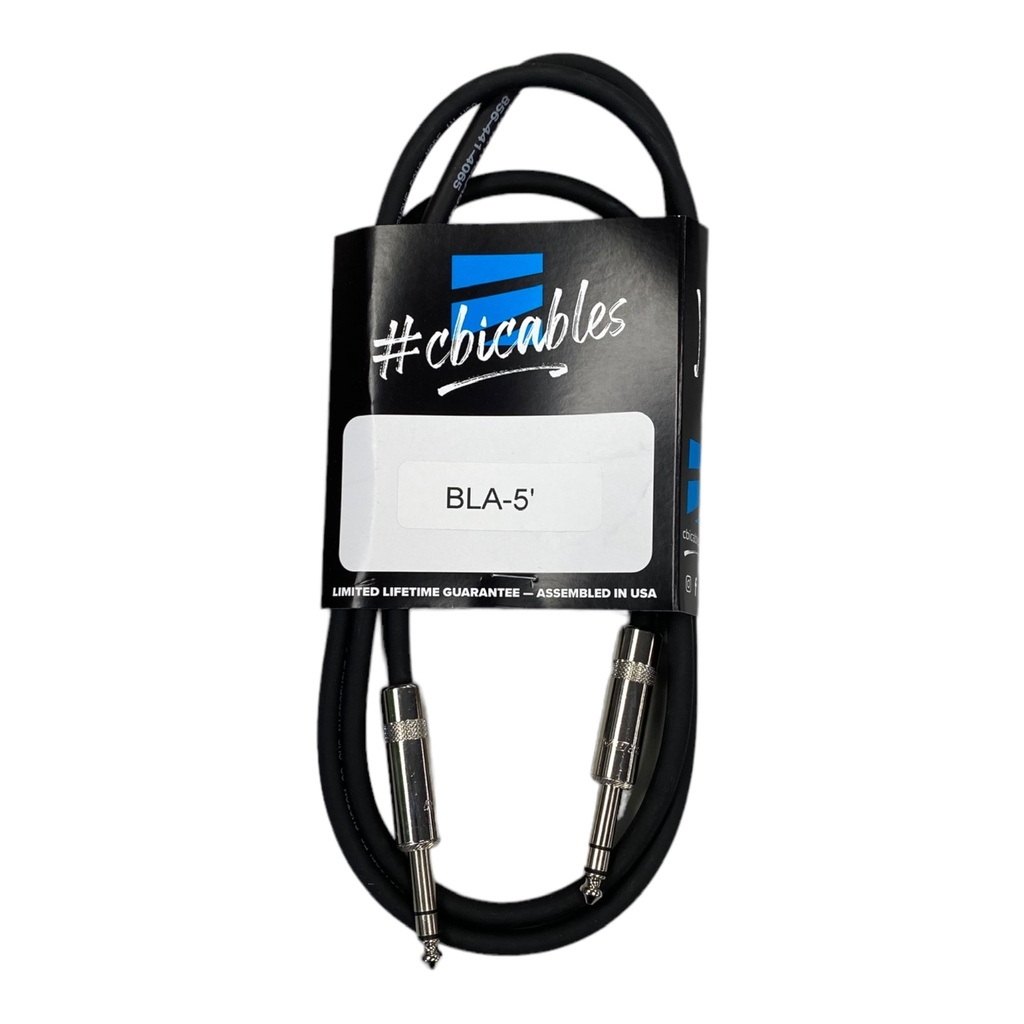 CBI Balanced Line Cable, 1/4" TRS to 1/4" TRS, 5 Feet