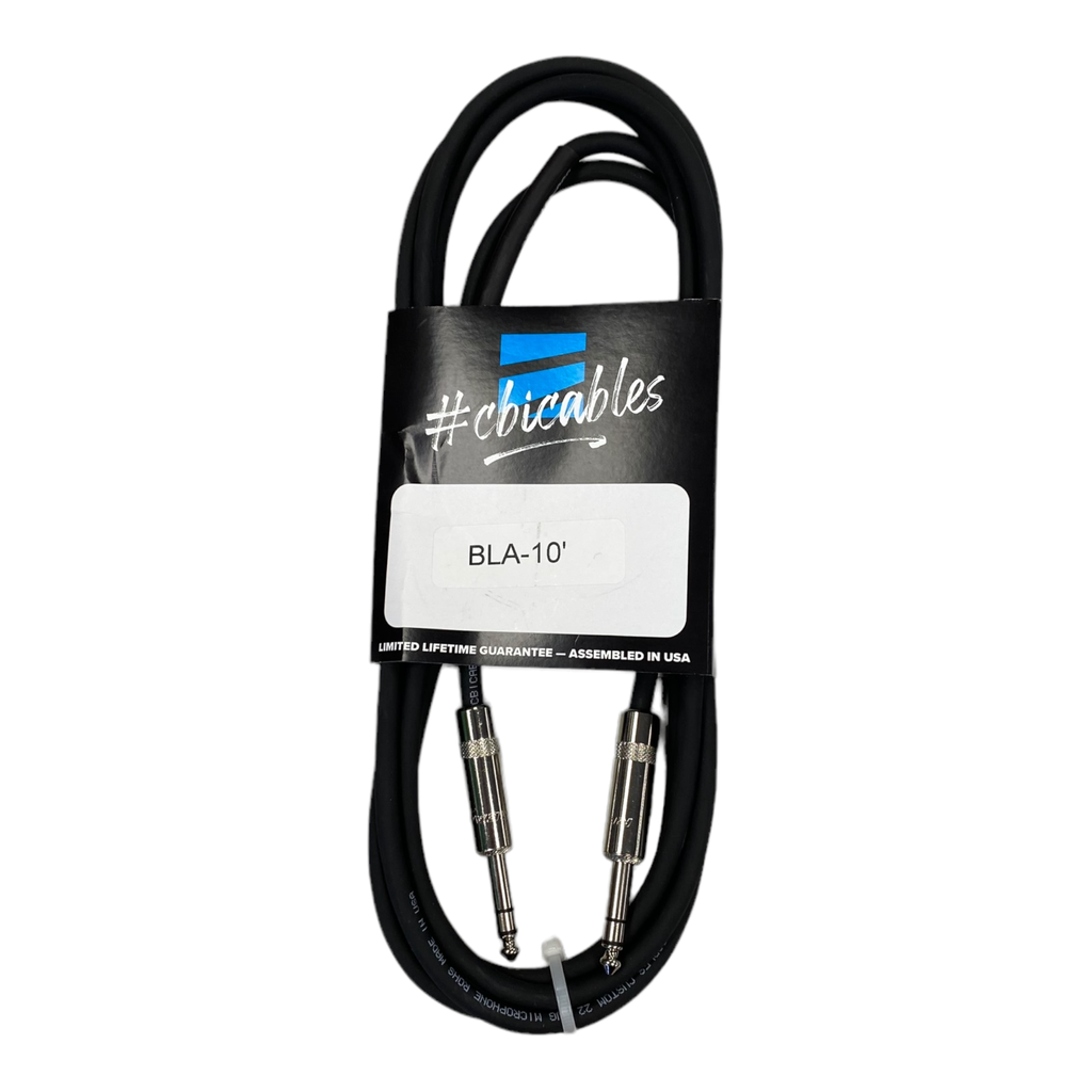 CBI Balanced Line Cable, 1/4" TRS to 1/4" TRS, 10 Feet