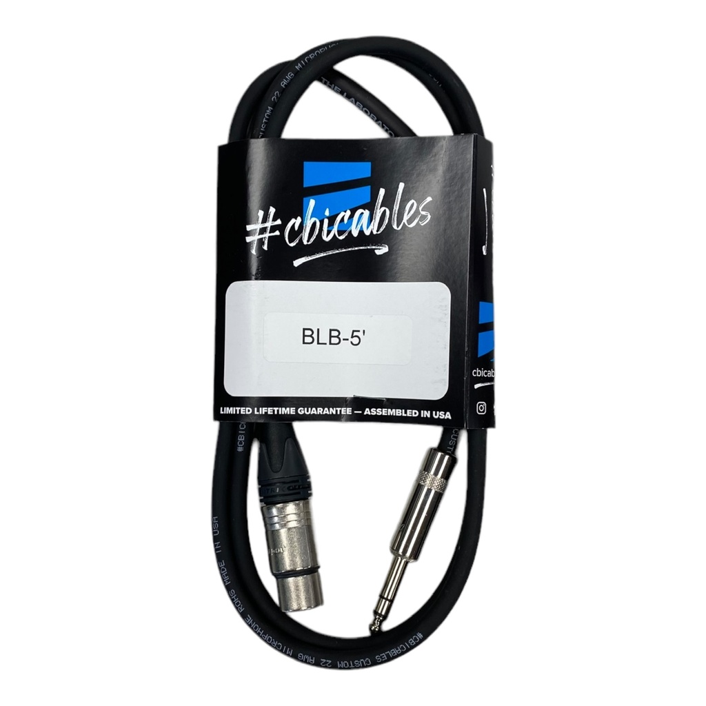 CBI Balanced Line Cable, 1/4" TRS to XLR Female, 5 Feet