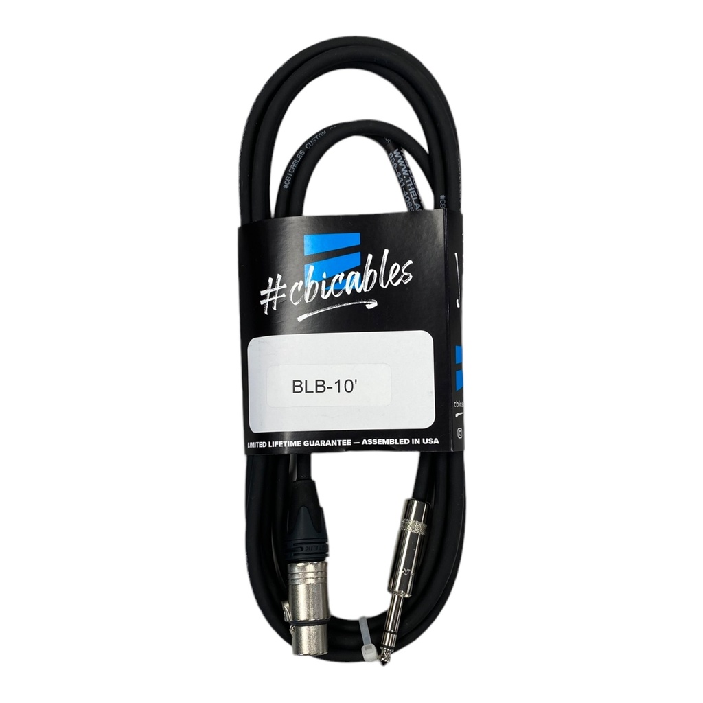 CBI Balanced Line Cable, 1/4" TRS to XLR Female, 10 Feet