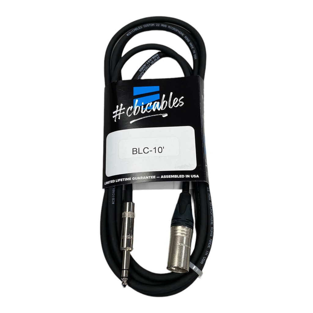 CBI Balanced Line Cable, 1/4" TRS to XLR Male, 10 Feet