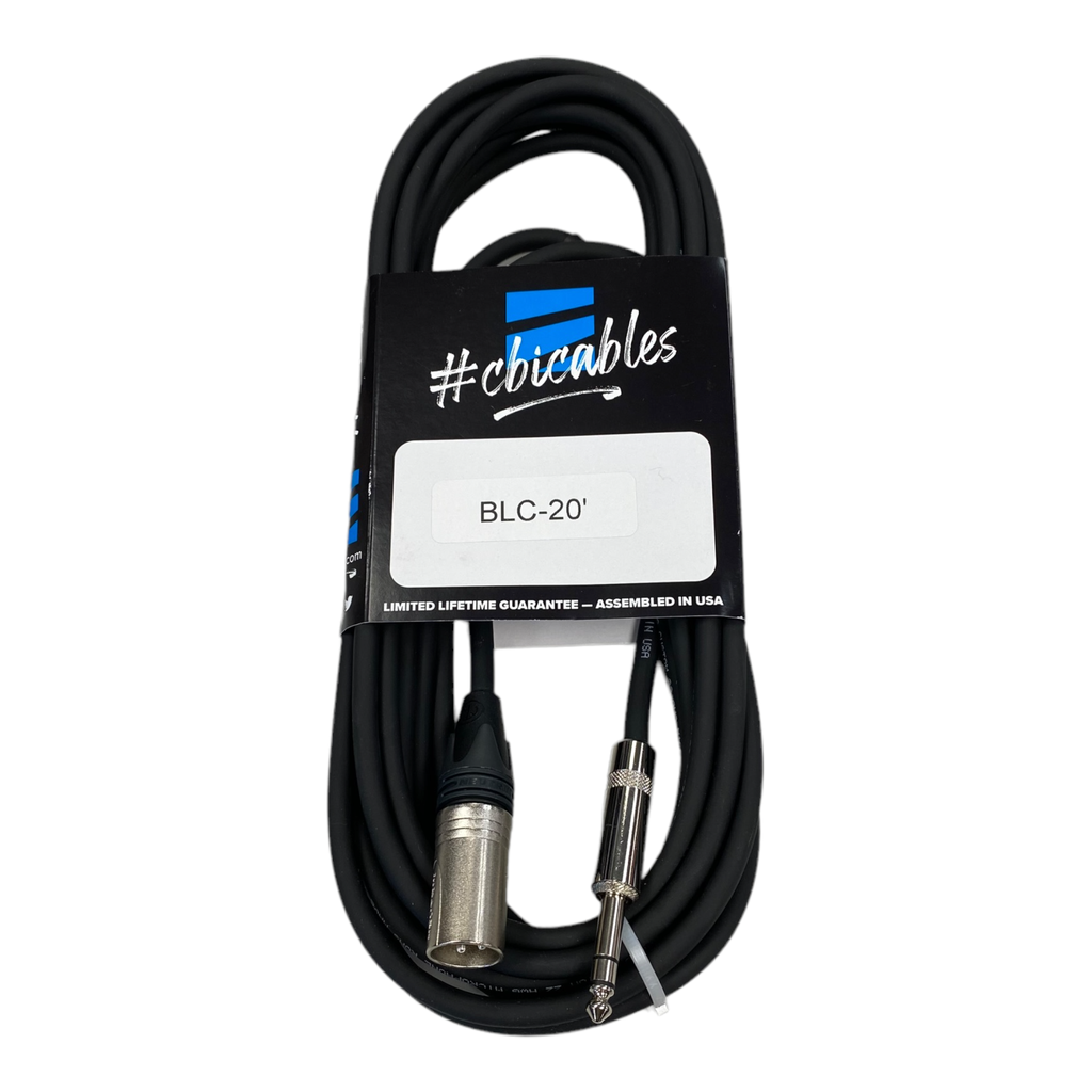 CBI Balanced Line Cable, 1/4" TRS to XLR Male, 20 Feet
