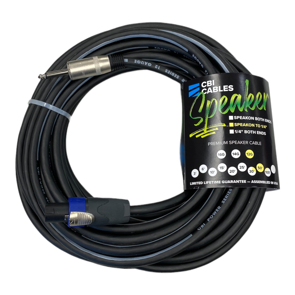 [P-SNNQ122-50] CBI Speaker Cable, Speakon to 1/4", 12 Gauge, 50 Feet