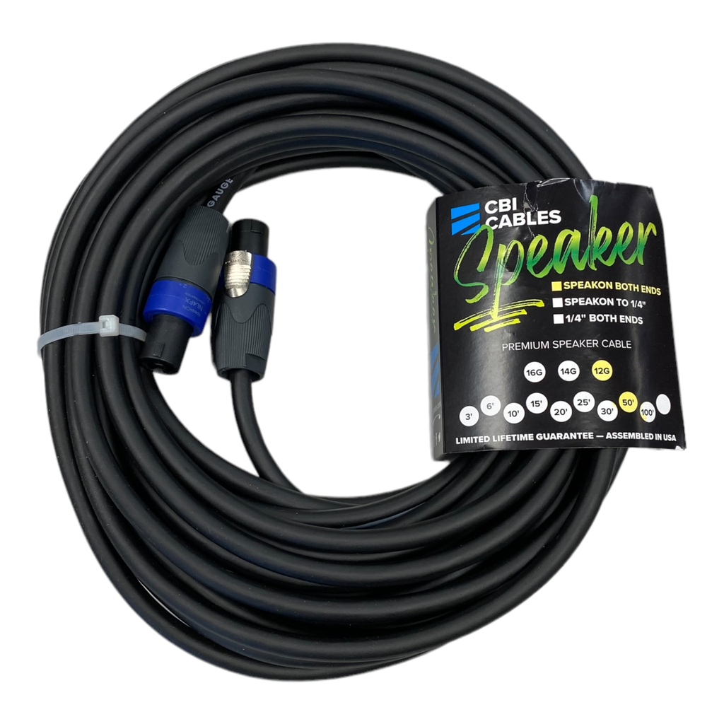 CBI Speaker Cable, Speakon to Speakon, 12 Gauge, 50 Feet