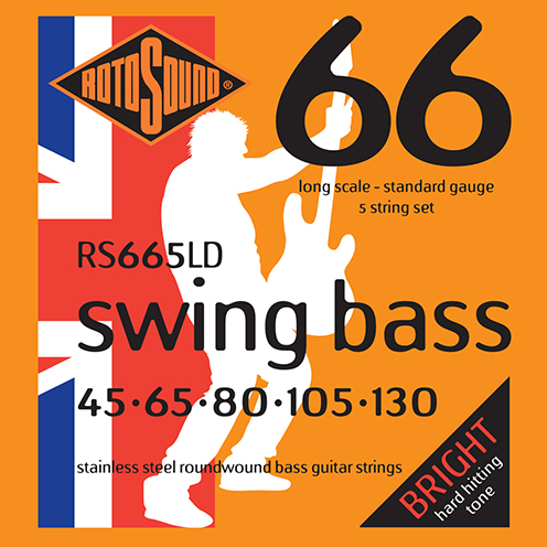 Rotosound Swing Bass 66 Stainless Steel Long Scale Standard Gauge 5-String Bass Strings