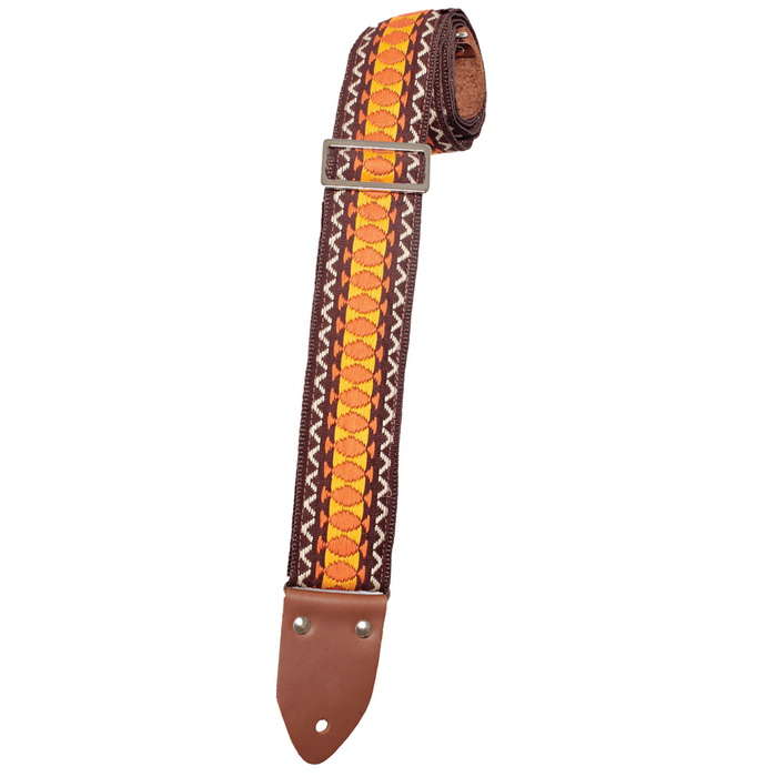[HVDX-03] Henry Heller 2" Deluxe Vintage Series Jaquard Strap, Brown/Orange/Yellow