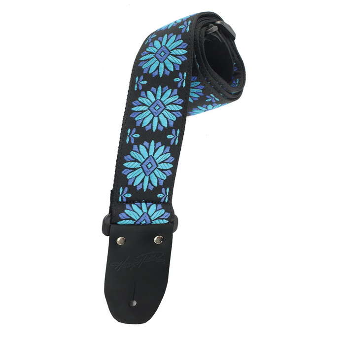 Henry Heller 2" Woven Jaquard Strap with Nylon Backing, Blue Flowers