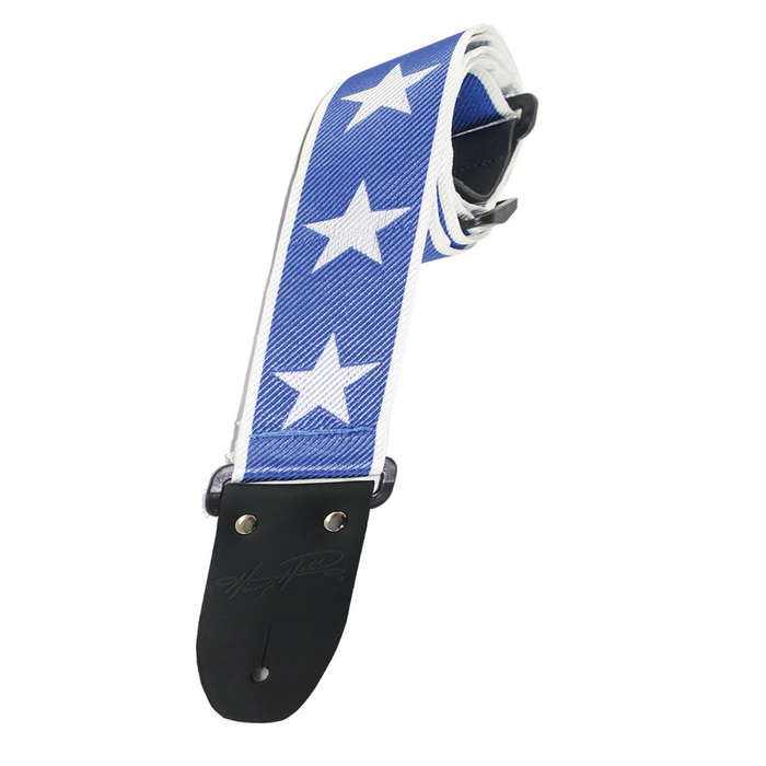 Henry Heller 2" Woven Jaquard Guitar Strap with Nylon Backing, Blue with White Stars