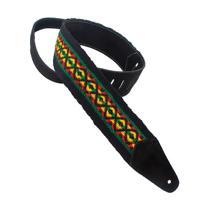 [HPCWD-BLK] Henry Heller 2.5" Woven Strap with Suede Backing, Black & Rasta