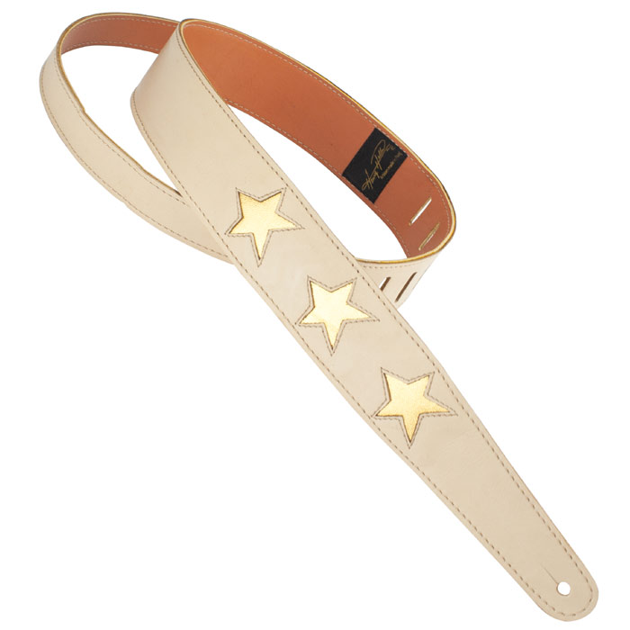 Henry Heller 2" Star Series Leather Strap, Bone with Gold Stars