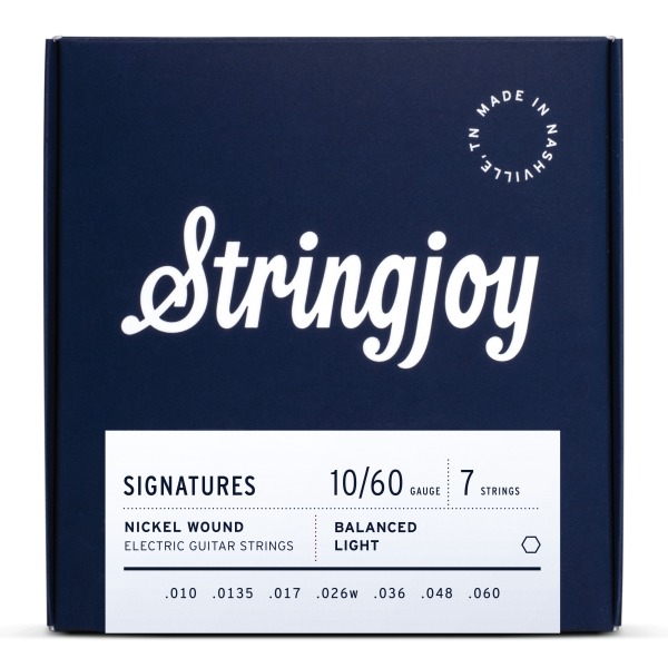 [SJ-BAL107] Stringjoy Signatures 7 String Balanced Light Gauge (10-60) Nickel Wound Electric Guitar Strings
