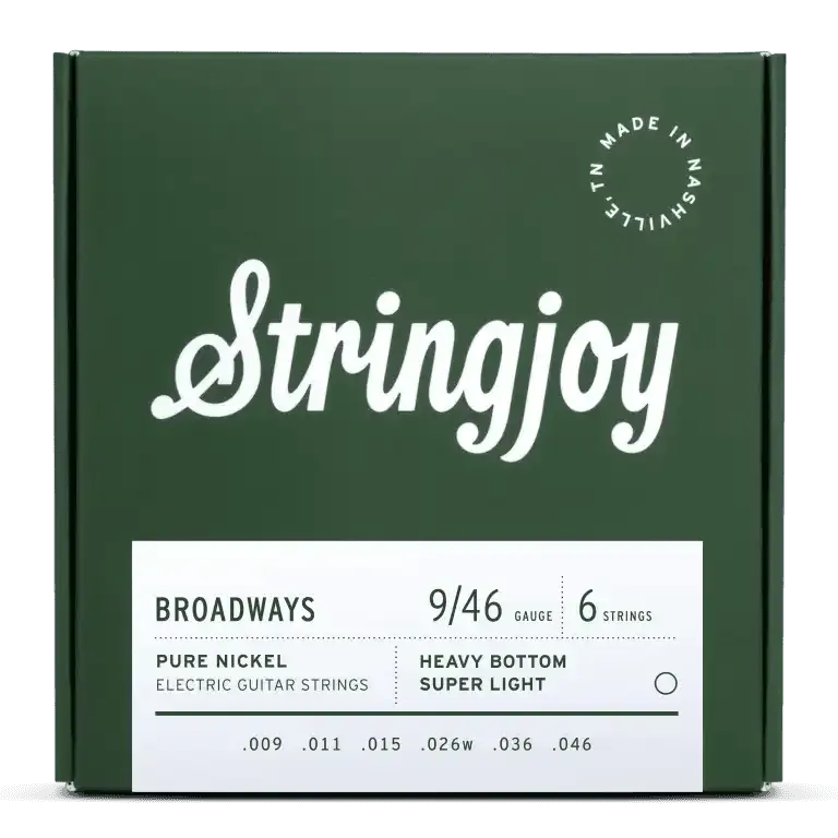 Stringjoy Broadways Heavy Bottom Super Light Gauge (9-46) Pure Nickel Electric Guitar Strings