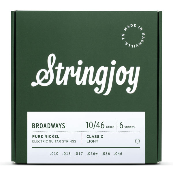 Stringjoy Broadways Classic Light Gauge (10-46) Pure Nickel Electric Guitar Strings