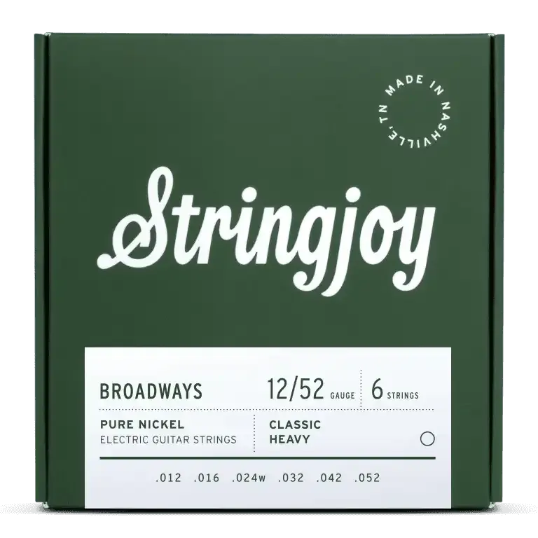 Stringjoy Broadways Classic Heavy Gauge (12-52) Pure Nickel Electric Guitar Strings