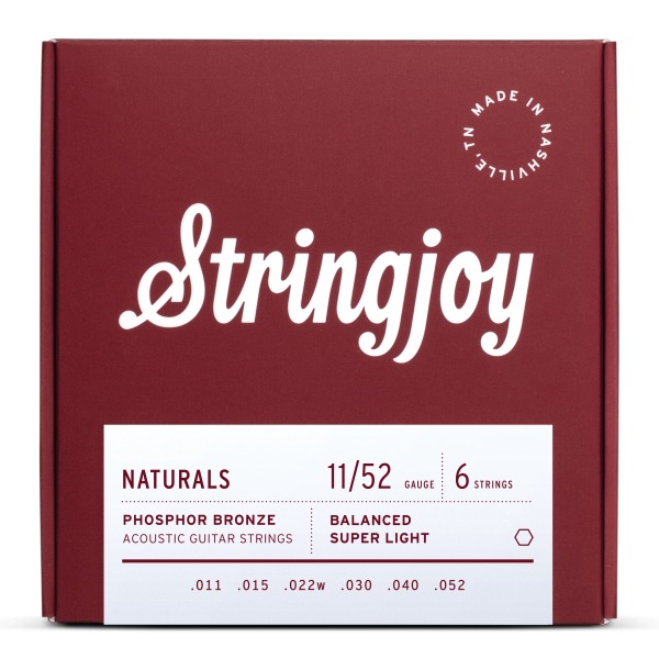 Stringjoy Naturals Super Light Gauge (11-52) Phosphor Bronze Acoustic Guitar Strings