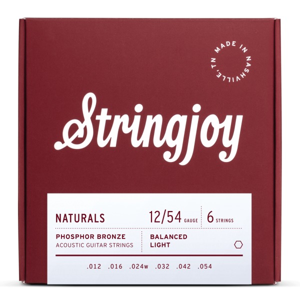 Stringjoy Naturals Light Gauge (12-54) Phosphor Bronze Acoustic Guitar Strings