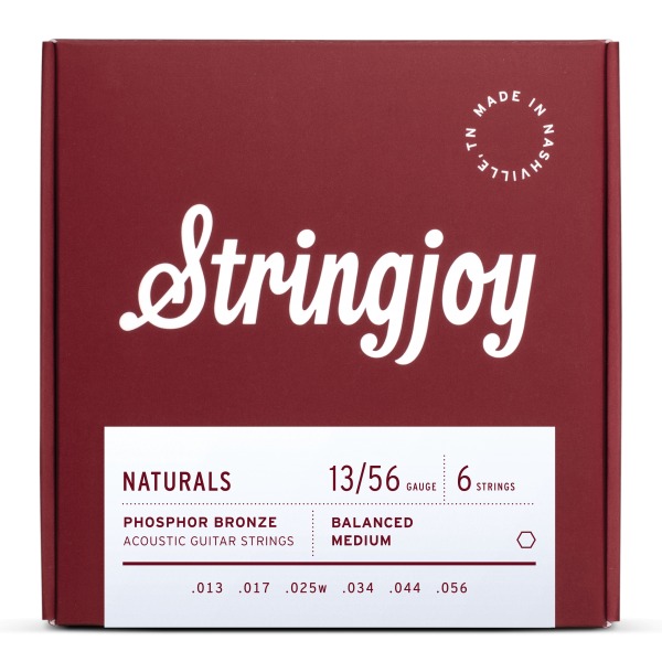 Stringjoy Naturals Medium Gauge (13-56) Phosphor Bronze Acoustic Guitar Strings