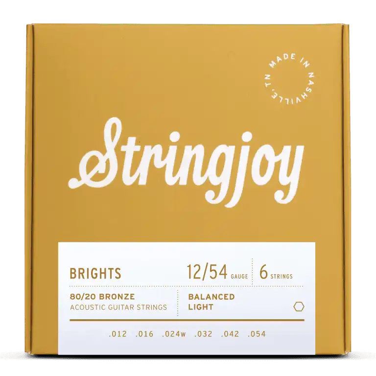 Stringjoy Brights Light Gauge (12-54) 80/20 Bronze Acoustic Guitar Strings