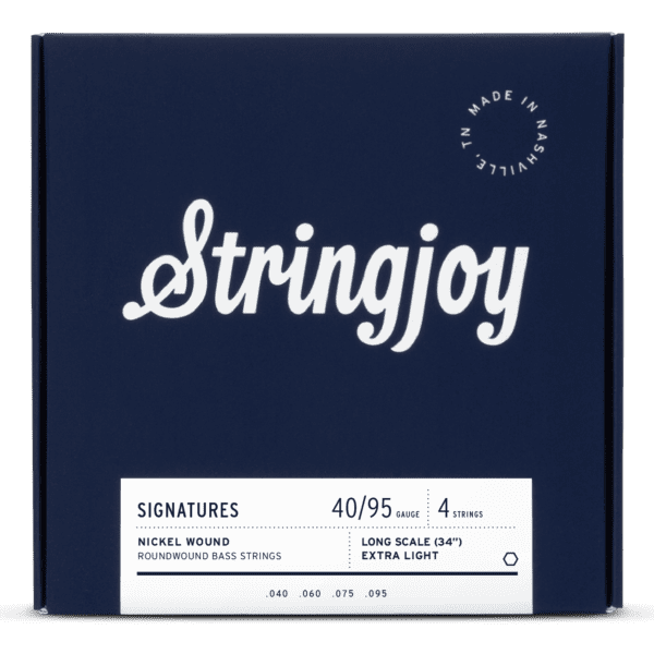 Stringjoy Extra Light Gauge (40-95) 4 String Long Scale Nickel Wound Bass Guitar Strings