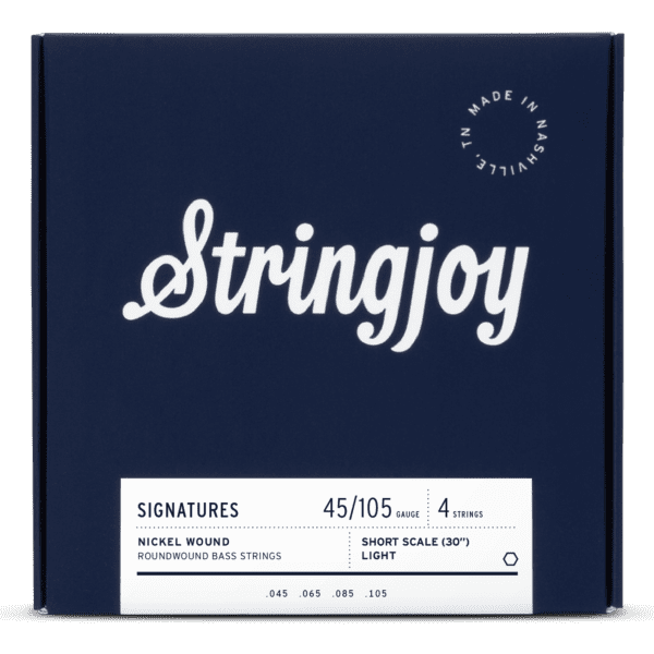 Stringjoy Light Gauge (45-105) 4 String Short Scale Nickel Wound Bass Guitar Strings