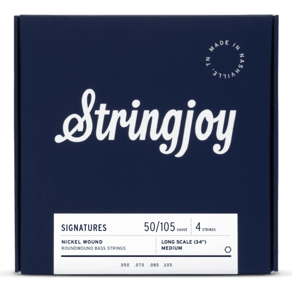 Stringjoy Medium Gauge (50-105) 4 String Long Scale Nickel Wound Bass Guitar Strings