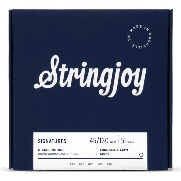 [SJ-BA45130LS] Stringjoy Light Gauge (45-130) 5 String Long Scale Nickel Wound Bass Guitar Strings