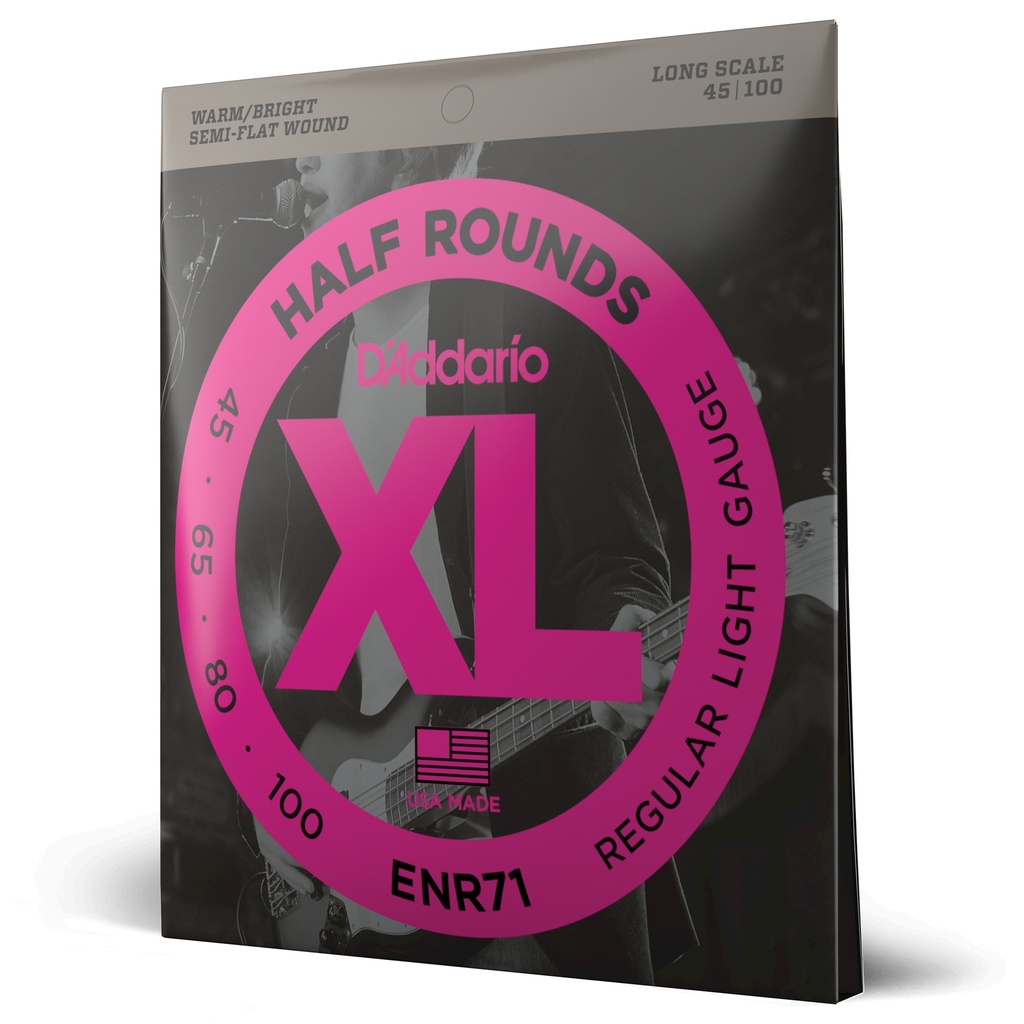 [ENR71] D'Addario 45-100 Regular Light, Long Scale, XL Half Rounds Bass Strings