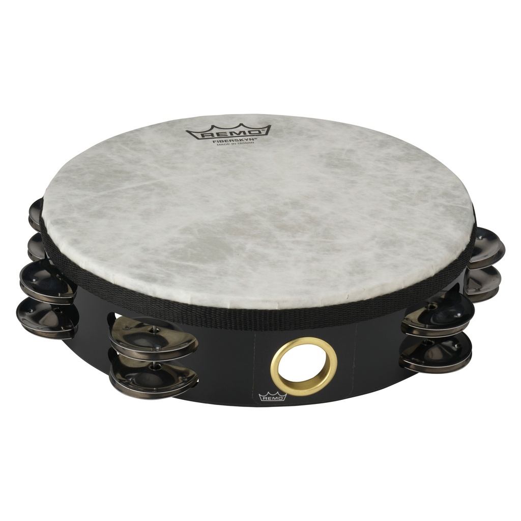 Remo Fiberskyn Double-Row Tambourine, Quadura Black, 8"