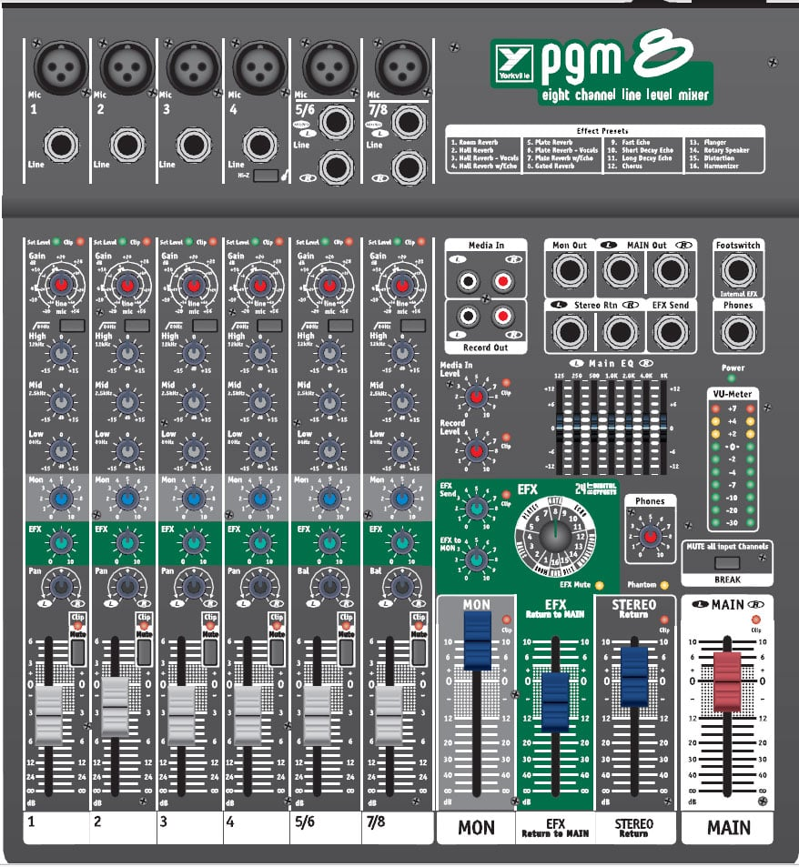 [U-PGM8] Yorkville PGM8 8 Channel Compact Mixer