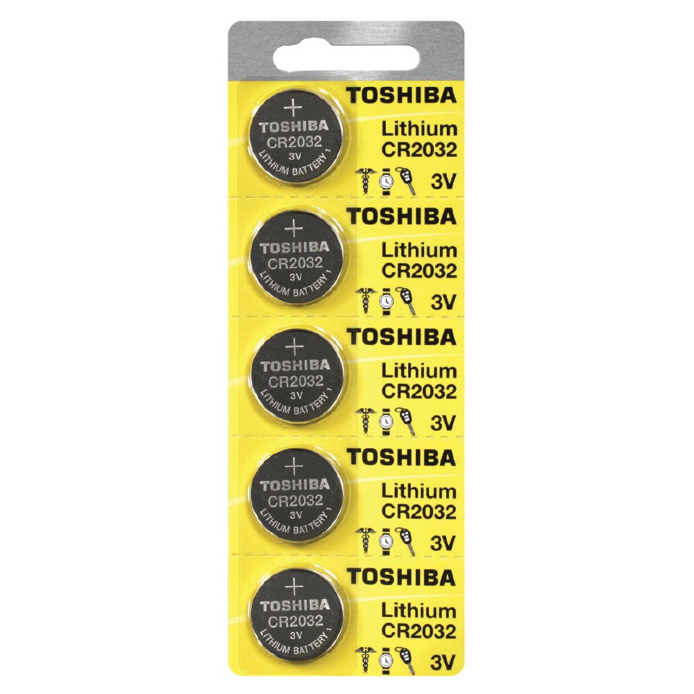 Toshiba CR2032 Lithium 3V Battery, 5 Pack