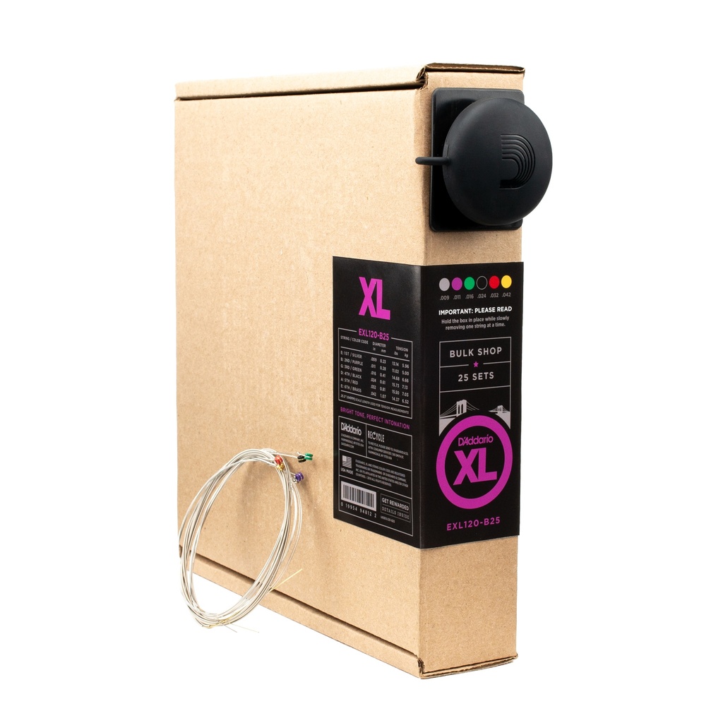 D'Addario XL Nickel Wound Electric Strings, Super Light, 9-42, EXL120-B25, 25 Pack