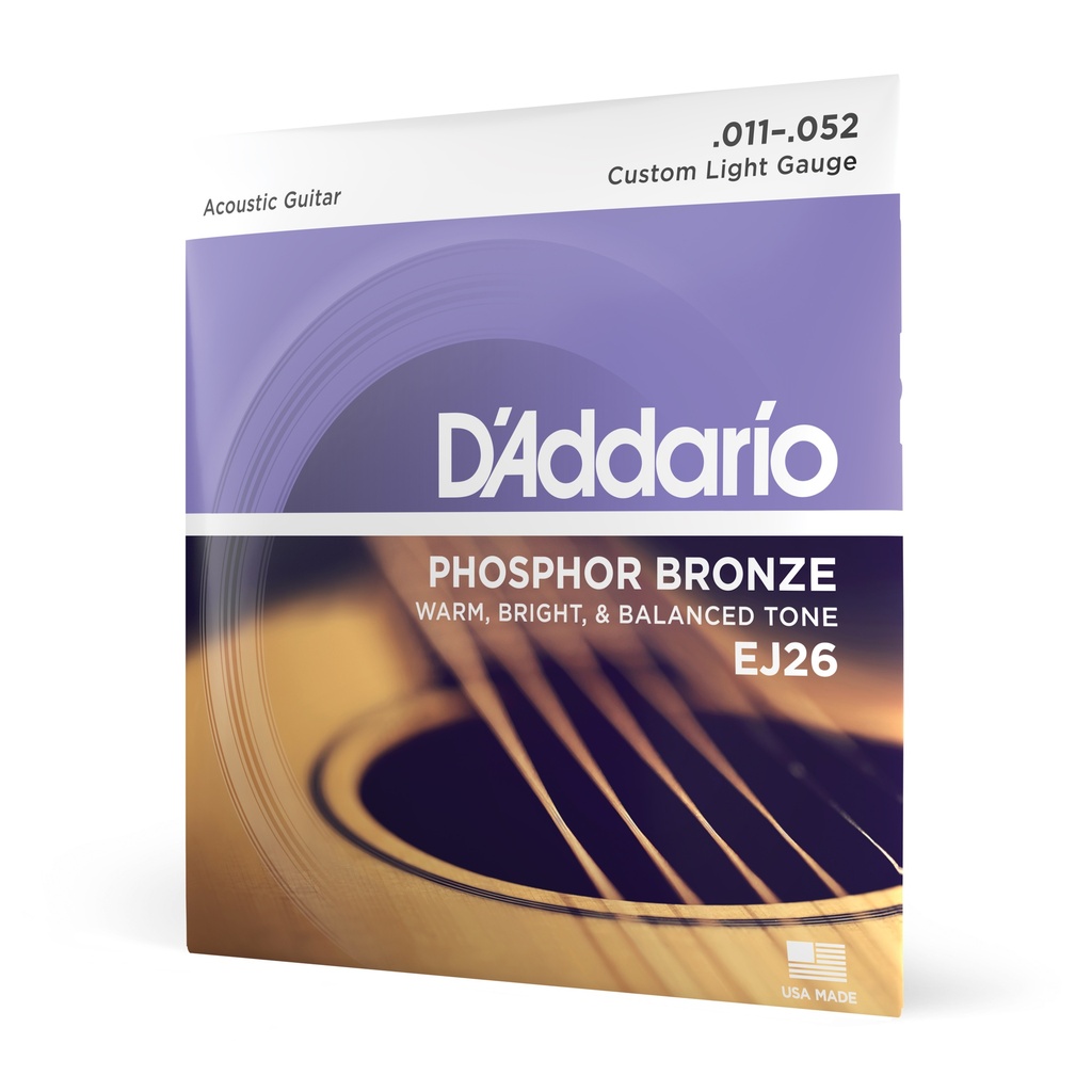 D'Addario Phosphor Bronze Strings, 11-52 Custom Light, EJ26