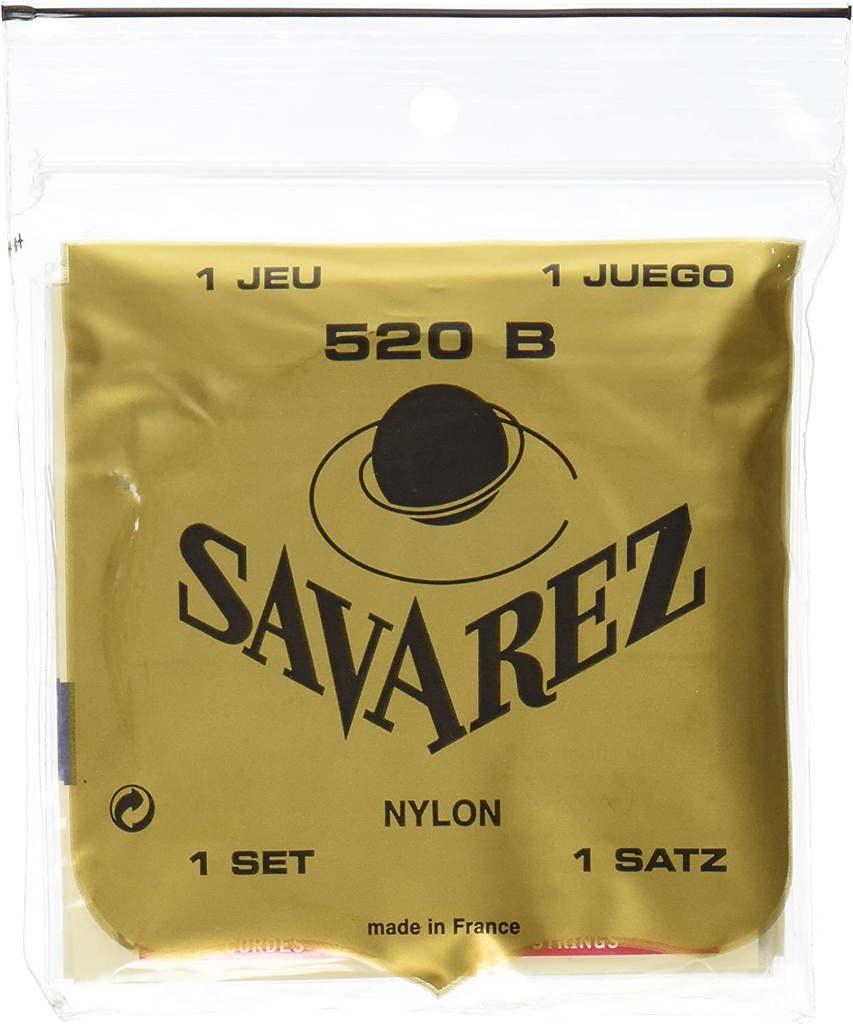 [520B] Savarez 520B Low Tension Classical Guitar Strings (White Card)