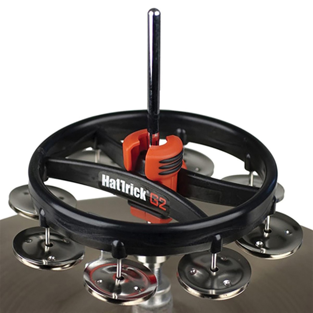 Rhythm Tech Hat Trick G2 Hi Hat Tambourine, Single Row, Nickel Jingles