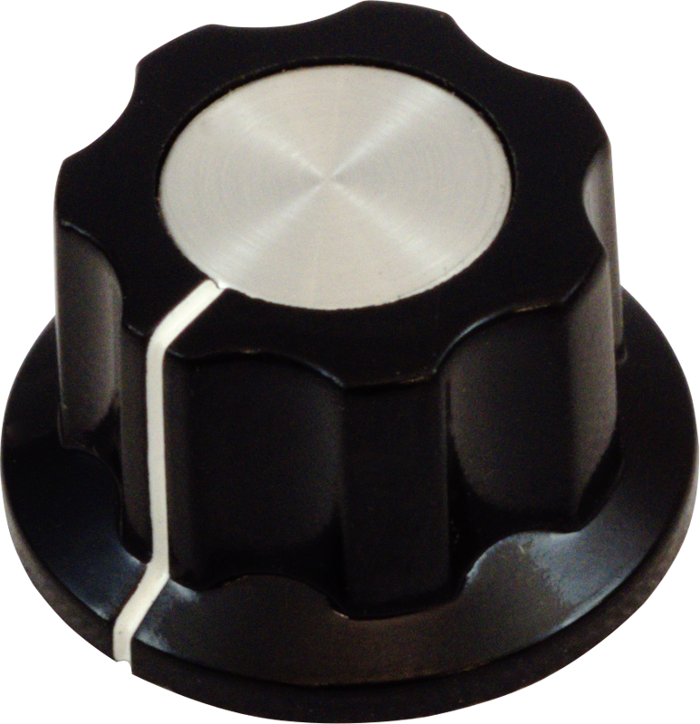 CE Pedal Knobs, Boss Style, Black with Silver Top, .78" diameter
