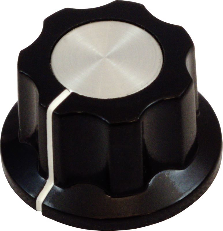 [P-K371] CE Pedal Knobs, Boss Style, Black with Silver Top, .78" diameter
